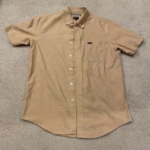 RVCA Button Down Short Sleeve Light Brown Shirt Men’s